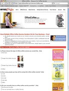 OfficeCoffee.com gathers significant information to determine what the prospective customer is seeking.