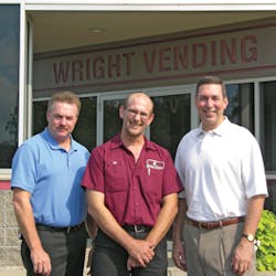 John Dorman, operations manager, left, Dan Friske, route driver, and Randy Wright, president, Wright Vending, Madison, Wis. are all part of a team.