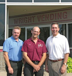 John Dorman, operations manager, left, Dan Friske, route driver, and Randy Wright, president, Wright Vending, Madison, Wis. are all part of a team. John Dorman, operations manager, left, Dan Friske, route driver, and Randy Wright, president, Wright Vending, Madison, Wis. are all part of a team.