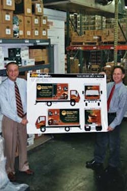 The last big project for John Malizio, left, and Charles Chiarello was adding custom designed graphics to their vehicles to further enhance their professionalism. The last big project for John Malizio, left, and Charles Chiarello was adding custom designed graphics to their vehicles to further enhance their professionalism.