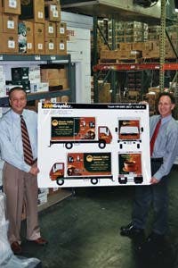 The last big project for John Malizio, left, and Charles Chiarello was adding custom designed graphics to their vehicles to further enhance their professionalism.
