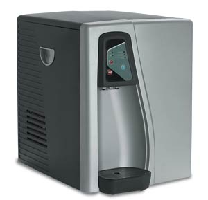 &raquo; Vertex PWC-400 PureWaterCooler&trade; is a sleek, upscale bottle-less dispenser that fits on countertops underneath standard cabinets (16.5 inches tall) and uses the existing water source. This space saving hot and cold cooler serves up to 30 people and offers two filter options &ndash; reverse osmosis filtration (removing 95 percent of TDS, total dissolved solids) or standard carbon filtration (removing chlorine to enhance taste and odor). The filter cartridges are side panel accessible for easy replacement. The refill opening accommodates bottles and mugs (8 inches tall). There is also a built-in moisture sensor that shuts off the unit when a leak is detected. An ultraviolet option is also available for point-of-use sterilization. For more information, visit www.VertexWater.com or call 800-627-2146.