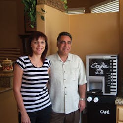 Evalynn Merrill found the Las Vegas OCS market receptive to specialty coffee. She and her husband, Eric, visit an apartment where residents can serve themselves specialty coffee from a single-cup brewer. Evalynn Merrill found the Las Vegas OCS market receptive to specialty coffee. She and her husband, Eric, visit an apartment where residents can serve themselves specialty coffee from a single-cup brewer.