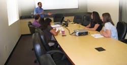 Paresh Patel, owner, meets weekly with his management team. At left are: Nemisha Patel, service manager; Dean Moore, route manager; Kim Hellner, account executive; Angie Hobbs, inventory and purchasing specialist. Not pictured is Lisa Huddleston, special assistant to the president. Paresh Patel, owner, meets weekly with his management team. At left are: Nemisha Patel, service manager; Dean Moore, route manager; Kim Hellner, account executive; Angie Hobbs, inventory and purchasing specialist. Not pictured is Lisa Huddleston, special assistant to the president.