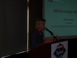 Polly Reber, lobbyist for the Michigan Vendors & Distributors Association, describes the association’s efforts to protect a tax exemption. Polly Reber, lobbyist for the Michigan Vendors & Distributors Association, describes the association’s efforts to protect a tax exemption.
