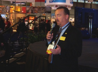 Richard Harvey of A&R Services LLC, Monument, Colo., describes his success with Avanti Markets during the National Automatic Merchandising OneShow in Chicago.
