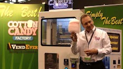 VendEver Cotton Candy Vending Machine at the 2010 NAMA Oneshow. VendEver Cotton Candy Vending Machine at the 2010 NAMA Oneshow.