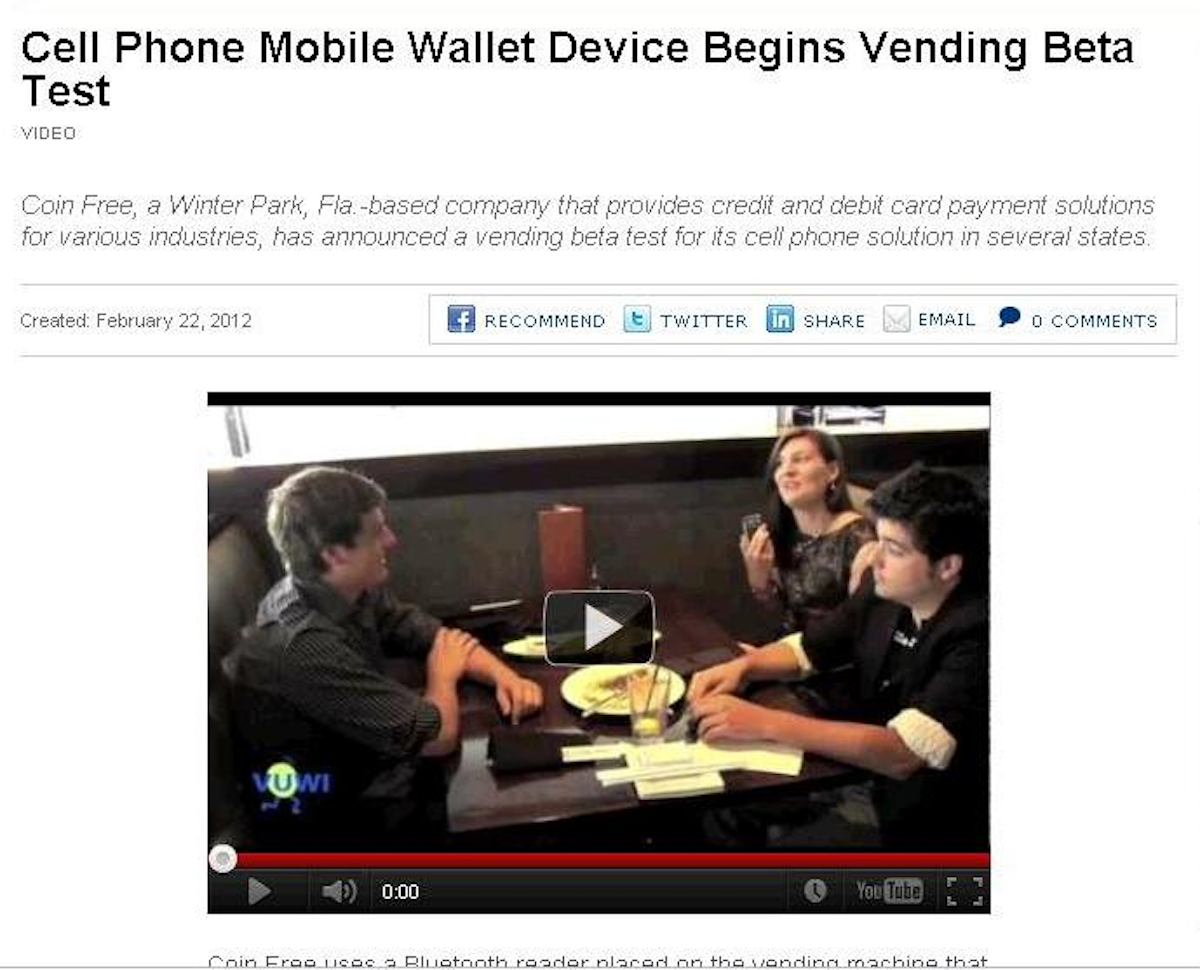 See The Video Cell Phone Mobile Wallet Device Begins Vending Beta Test Vending Market Watch