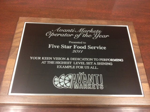 Five Star Food Service Inc. was honored as Avanti Operator of the Year.