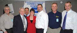 Participating in The Connecticut Vending Association’s day at the Capitol are, at left: John Derrick, Burdette & Beckman, Manchester, Conn.; State Sen. Len Suzio, R- Meriden, Conn,; Mike Santos, Harold W. Young Inc., Natick, Mass.; Sharon Connors, Vistar Corp., East Windsor, Conn.; Mark Lathrop, Lathrop Vending, Uncasville, Conn.; Scott Miller, Maple Hill Farms, Bloomfield, Conn. and Eric Mueller, United Snack Group, Cheshire, Conn. Participating in The Connecticut Vending Association’s day at the Capitol are, at left: John Derrick, Burdette & Beckman, Manchester, Conn.; State Sen. Len Suzio, R- Meriden, Conn,; Mike Santos, Harold W. Young Inc., Natick, Mass.; Sharon Connors, Vistar Corp., East Windsor, Conn.; Mark Lathrop, Lathrop Vending, Uncasville, Conn.; Scott Miller, Maple Hill Farms, Bloomfield, Conn. and Eric Mueller, United Snack Group, Cheshire, Conn.