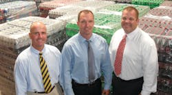 Partners Wade Stooks, left, Kevin Van Hazel and Chuck Walton have progressively moved to larger warehouses since starting the company from a garage.