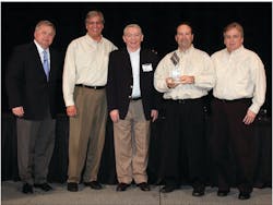 At the awards presentation were Roger Toomey, left, of UniPro Foodservice; Rich Vecchia, Sugar Foods Corp.; Ray Goldman, UniPro Foodservice; Chris Travisano and Mike Hannigan, both of Sugar Foods. At the awards presentation were Roger Toomey, left, of UniPro Foodservice; Rich Vecchia, Sugar Foods Corp.; Ray Goldman, UniPro Foodservice; Chris Travisano and Mike Hannigan, both of Sugar Foods.