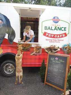 Pets enjoy free samples of Science Diet Ideal Balance pet foods and treats at the Pet Cafe Food Truck, which is currently touring nationwide with its next stop at the San Diego Pet Expo.
