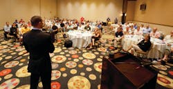 Dan O’Brien, Olympic gold medal decathlete from the 1996 games, gave the keynote address at the AAMC/CAVC joint annual meeting. Dan O’Brien, Olympic gold medal decathlete from the 1996 games, gave the keynote address at the AAMC/CAVC joint annual meeting.