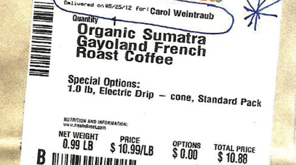 Already, today, my wife orders groceries from Fresh Direct and for special orders, in this case a specific coffee mixture she requested, Fresh Direct labels the coffee to confirm her special order with her name. How soon will it be before micro market operators will be able to do this, and perhaps encourage the removal of cafeterias by offering a smartphone app so that the consumer can both order and pay for their fresh food for next day delivery to their desk properly labeled?