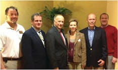 Rod Nester, left, of Smith Vending; Chuck Tuttle of AH Hermel Co.; Congressman Steve King; Heidi Chico of The Wittern Group; Jim Brinton of Avanti and Eric Dell of NAMA participated in the 2013 IAMA annual meeting.