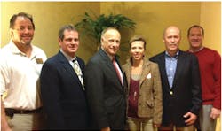 Rod Nester, left, of Smith Vending; Chuck Tuttle of AH Hermel Co.; Congressman Steve King; Heidi Chico of The Wittern Group; Jim Brinton of Avanti and Eric Dell of NAMA participated in the 2013 IAMA annual meeting. Rod Nester, left, of Smith Vending; Chuck Tuttle of AH Hermel Co.; Congressman Steve King; Heidi Chico of The Wittern Group; Jim Brinton of Avanti and Eric Dell of NAMA participated in the 2013 IAMA annual meeting.