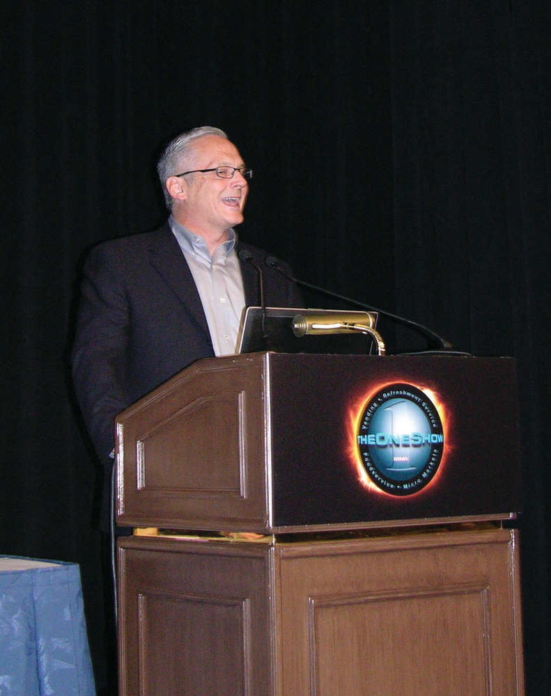 Doug Haddon, MEI, asks NAMA attendees if they have the technology to deliver a customer 'experience' and accept whatever payment is in a customer's wallet.