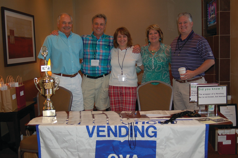 Larry Lathrop, left, of Lathrop Vending, Uncasville, Conn.; CVA President Scott Miller, Maple Hill Farms, Bloomfield, Conn.; Lucille Miller and Donna and Steve Foley, Foley Food Service, Norwood, Mass. attend the 2013 New England Spring Meeting.