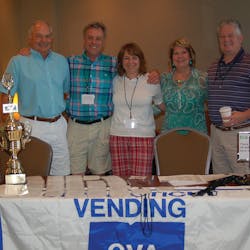 Larry Lathrop, left, of Lathrop Vending, Uncasville, Conn.; CVA President Scott Miller, Maple Hill Farms, Bloomfield, Conn.; Lucille Miller and Donna and Steve Foley, Foley Food Service, Norwood, Mass. attend the 2013 New England Spring Meeting.