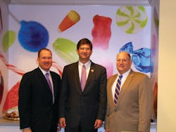 Eric Dell, senior vice president of NAMA, left and Mark Stein, MarkVend co-owner and NAMA board member, right, speak with Illinois Congressman Brad Schneider. Eric Dell, senior vice president of NAMA, left and Mark Stein, MarkVend co-owner and NAMA board member, right, speak with Illinois Congressman Brad Schneider.
