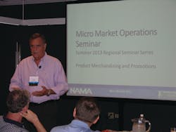 Brad Bachtelle, president of Bachtelle and Associates, presented on day one of the NAMA micro market operator seminar in Chicago, Ill., August 20. Brad Bachtelle, president of Bachtelle and Associates, presented on day one of the NAMA micro market operator seminar in Chicago, Ill., August 20.
