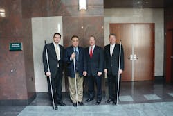 From Left: Jesse Hartle, government programs specialist, National Federation of the Blind; Nicky Gacos, president of the National Association of Blind Merchants, division of the National Federation of the Blind; Eric Dell, senior vice president, NAMA; John G. Par&eacute;, Jr. executive director for advocacy and policy, National Federation of the Blind.