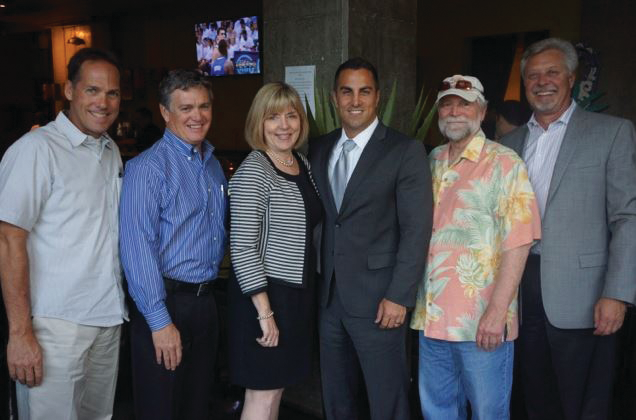 In the photo, from left to right: Chip English, Continental Vending; Larry Atnip, Atnip Company; Sandy Larson, NAMA; California Assembly Member Mike Gatto; Stu Case, Avanti Markets; Pete Tullio, Gourmet Coffee Service.