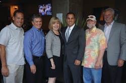 In the photo, from left to right: Chip English, Continental Vending; Larry Atnip, Atnip Company; Sandy Larson, NAMA; California Assembly Member Mike Gatto; Stu Case, Avanti Markets; Pete Tullio, Gourmet Coffee Service. In the photo, from left to right: Chip English, Continental Vending; Larry Atnip, Atnip Company; Sandy Larson, NAMA; California Assembly Member Mike Gatto; Stu Case, Avanti Markets; Pete Tullio, Gourmet Coffee Service.