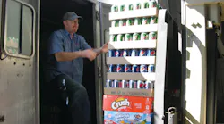 A route driver loads his truck at an operation near Milwaukee, WI.