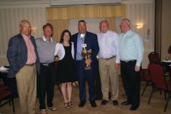 Harry Wishart Award winners, Lloyd 'Bud' Willey'08, left, Todd Hedrich'04, Melissa Johnson'11, Jeff Terban'14, Dennis Surprenant'13, Steve Foley'12, pose together at the New England Spring Meeting. Harry Wishart Award winners, Lloyd 'Bud' Willey'08, left, Todd Hedrich'04, Melissa Johnson'11, Jeff Terban'14, Dennis Surprenant'13, Steve Foley'12, pose together at the New England Spring Meeting.