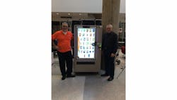Davis Haines, Vending Technologies Instructor, Randolph Technical High School and Bud Burke, Thayer Distribution, Gibbstown, NJ, Chairman, Vending Technologies Advisory Committee with VEConnect snack machine at CTE Expo. Davis Haines, Vending Technologies Instructor, Randolph Technical High School and Bud Burke, Thayer Distribution, Gibbstown, NJ, Chairman, Vending Technologies Advisory Committee with VEConnect snack machine at CTE Expo.