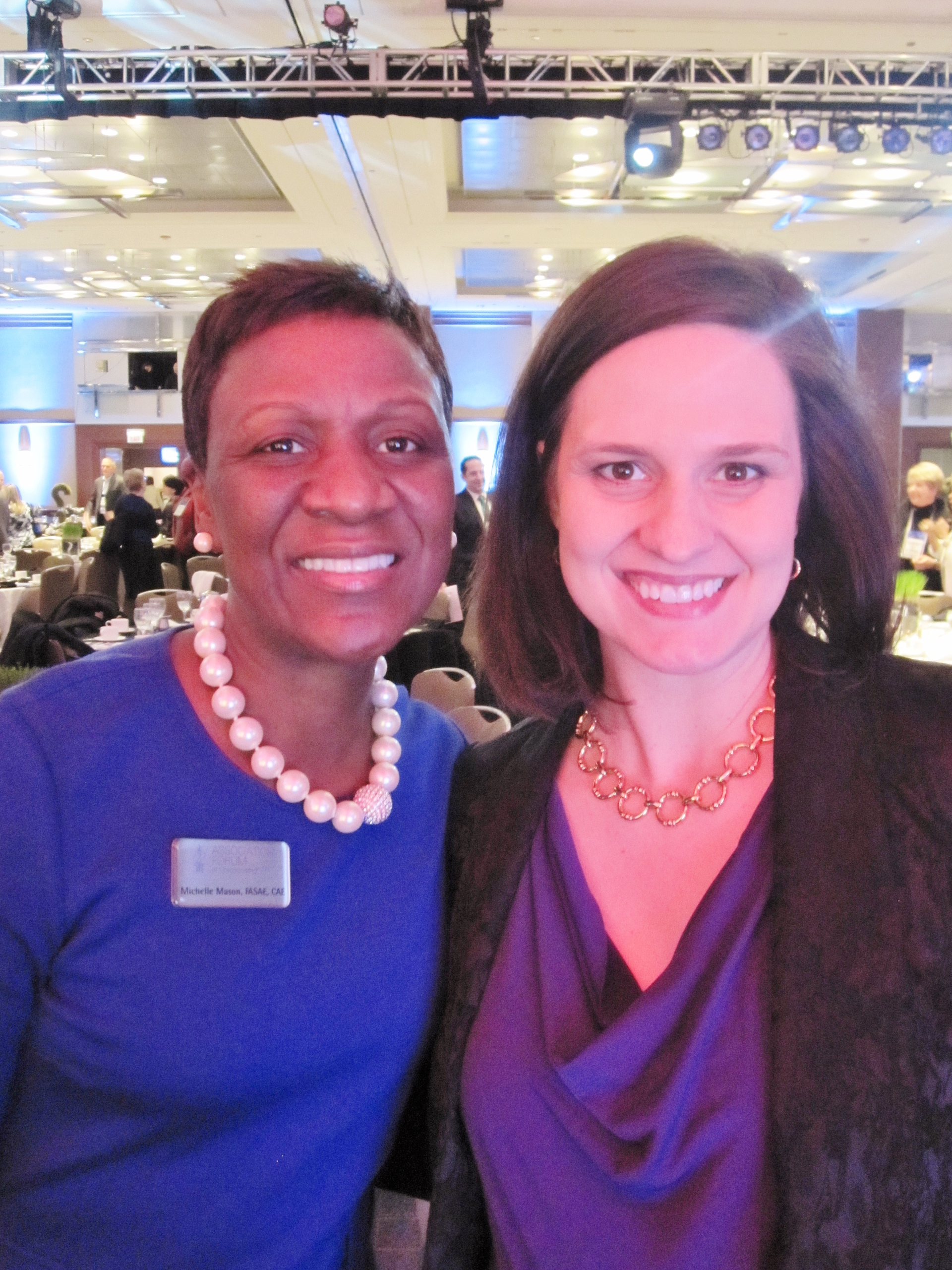 Lindesy Nelson, right, was awarded a 40 under 40 award by the Association Forum of Chicagoland, represented by President and CEO, Michelle I. Mason, FASAE, CAE.