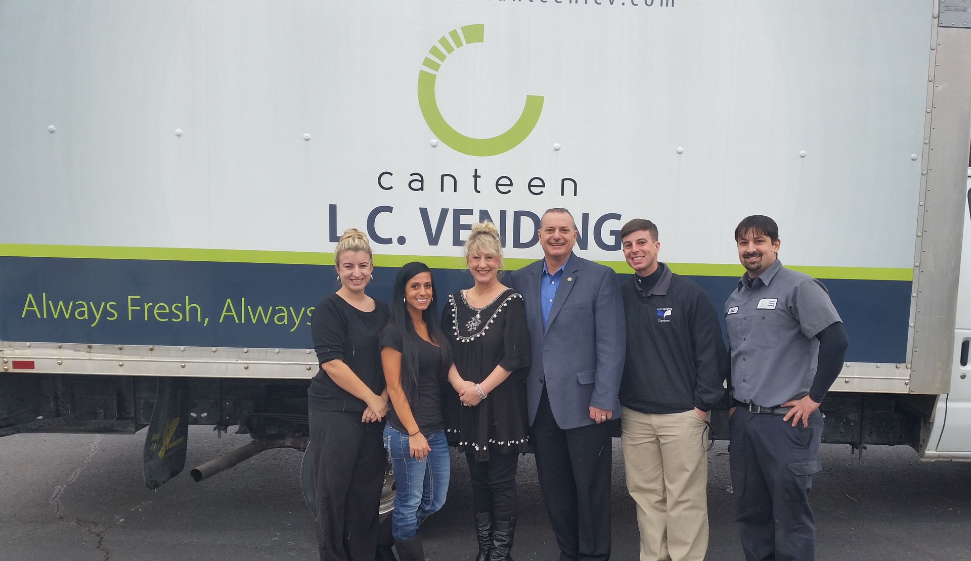 Dan Holt and his wife, Pattie, (center) are surrounded by their four children Holly, Carlie, Daniel and Levi who all work at Lincoln County Vending.