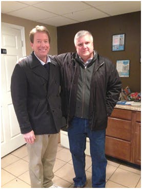 Dave Meeker (right) , VP of Sales at The CoffeeMatt Corporation with long-time customer, Mike Anderson with Dr. Dessert Vending out of Harrisburg, PA.