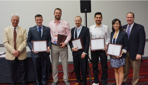 Emerging Leaders Award recipients - NAMA GA Committee Chair, Jeff Smith (All Star Services), Max Elliott (Tomdra), Mickal McMath (Moore Haus Coffee LLC), Chris Hart (Southern Refreshment Services), Juan Jorquera (Vagabond Vending), Elyssa Allahyar-Steiner, Avanti Markets, and Eric Dell (NAMA)