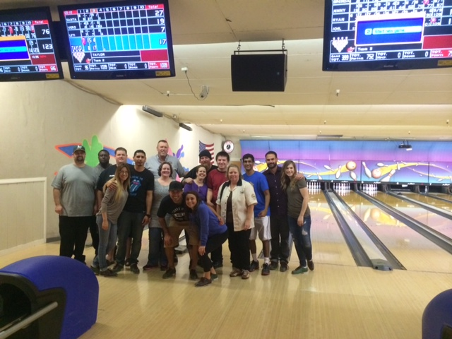 J&J team at an employee bowling night.