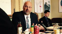 Vitality Vending's Brent Farrell testifying in front of the Vermont Senate Finance Committee.