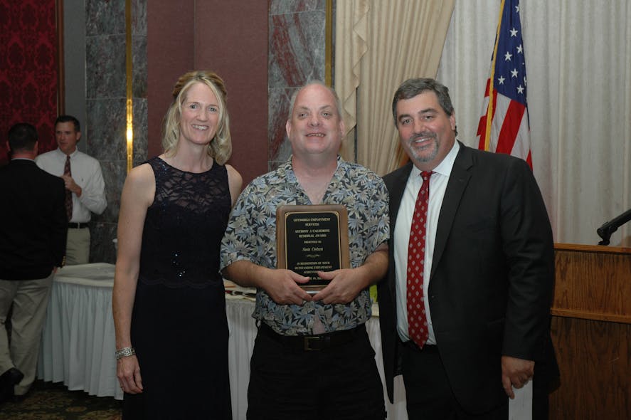 Mary Ellen Cameron, Program Director, Lifeworks with Sam Cohen, 2015 Anthony J. Calderone Award Recipient and Chris Page, Vice President, Lifeworks (photo by John Ring)