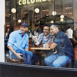 Hamdi Ulukaya with co-founders Todd Carmichael and JP Iberti at La Colombe in New York City.