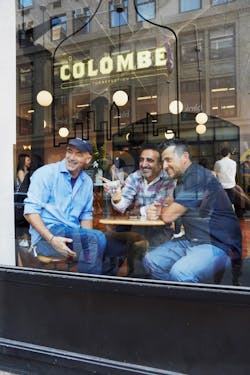 Hamdi Ulukaya with co-founders Todd Carmichael and JP Iberti at La Colombe in New York City. Hamdi Ulukaya with co-founders Todd Carmichael and JP Iberti at La Colombe in New York City.