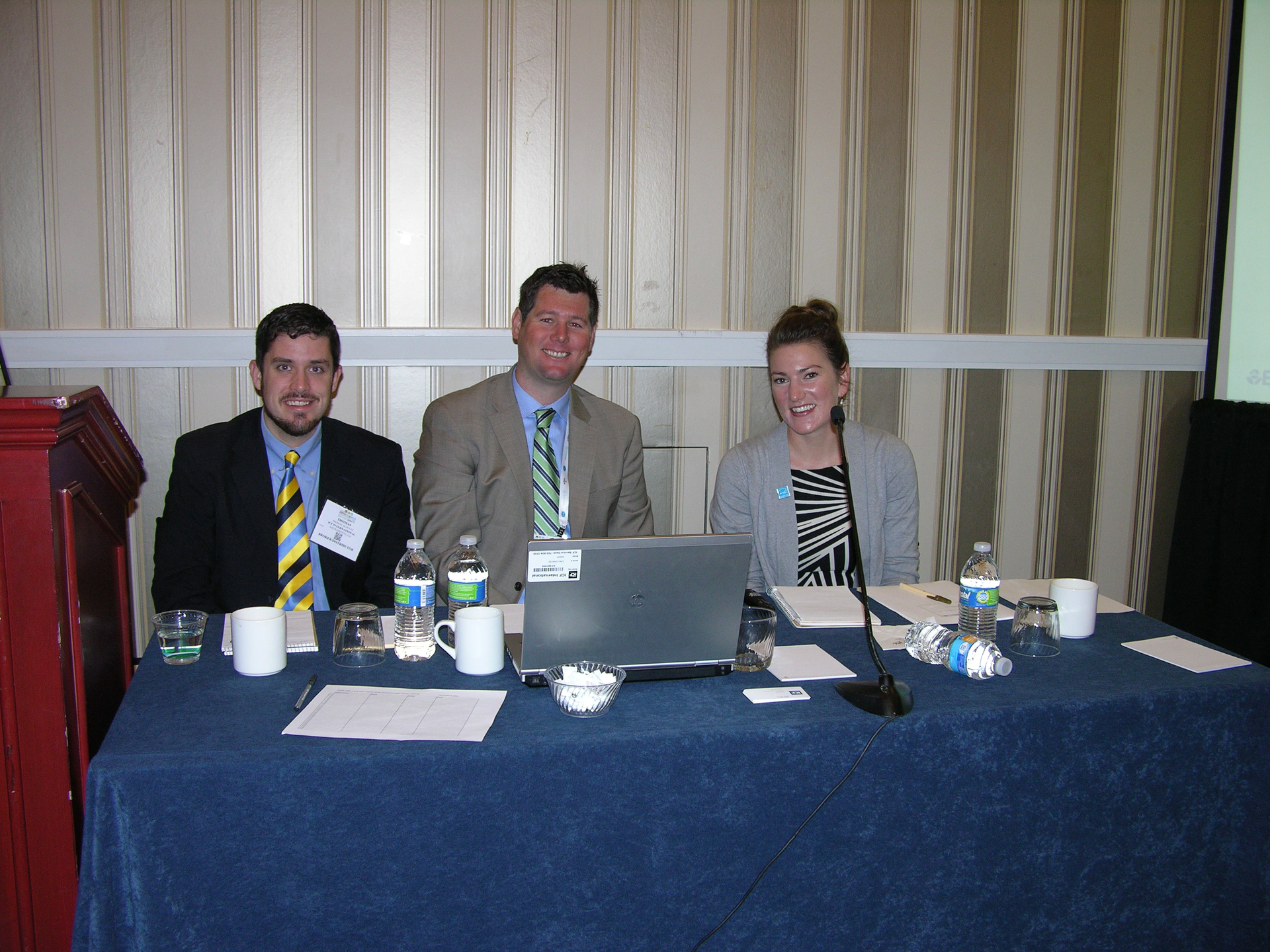 Thomas V. Schultz, ICF, left, Adam Spitz, ICF, and Kirsten Hesla, EPA, discussed the first draft of eligibility criteria for the EPA Energy Star Program Requirements Product Specification for Commercial Coffee Brewers to industry members at the 2015 CoffeeTea&Water event.