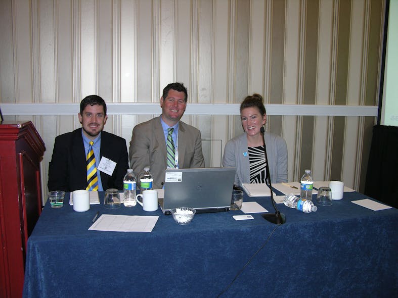 Thomas V. Schultz, ICF, left, Adam Spitz, ICF, and Kirsten Hesla, EPA, discussed the first draft of eligibility criteria for the EPA Energy Star Program Requirements Product Specification for Commercial Coffee Brewers to industry members at the 2015 CoffeeTea&amp;Water event.