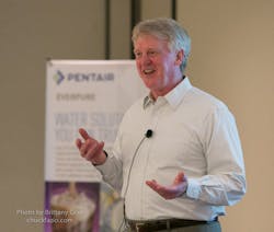 Mike Tompkins, president of Coffee Products Associates, speaking at the NAMA OneShow. Mike Tompkins, president of Coffee Products Associates, speaking at the NAMA OneShow.