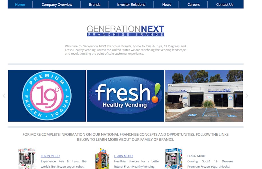 Generation NEXT Franchise Brands Announces Launch Of Corporate site