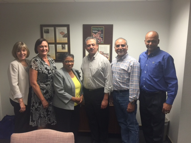 Pictured L to R: Sandy Larson, Kathy O&rsquo;Brien, Assemblymember Cheryl Brown, Nadi Soltan, Ayad Fargo, Stacy Augustine