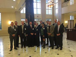 In the front row, starting at left are Scott Meskin, Black Tie Services; Rick Stem, Vistar; Steve Boucher, Canteen; Brian Asch, MA Marketing; Amy Bartholomee, Vend Central; and Hugh O’Neill, Black Tie Services. In the second row, starting at left are Bill Carpenter, Vend Natural; Cliff Rickard, Thayer Distributing; Robert Keenan, G&J Marketing; Brian Sprouse, Burdette Beckmann Inc. (BBI); Hans Lutkefedder, Vend Natural; and Steve Richardson, DeMitri-Chesapeake Sales. In the front row, starting at left are Scott Meskin, Black Tie Services; Rick Stem, Vistar; Steve Boucher, Canteen; Brian Asch, MA Marketing; Amy Bartholomee, Vend Central; and Hugh O’Neill, Black Tie Services. In the second row, starting at left are Bill Carpenter, Vend Natural; Cliff Rickard, Thayer Distributing; Robert Keenan, G&J Marketing; Brian Sprouse, Burdette Beckmann Inc. (BBI); Hans Lutkefedder, Vend Natural; and Steve Richardson, DeMitri-Chesapeake Sales.
