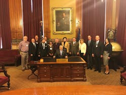 Charlie Lynch – Jackson Brothers, Roger Pepper – G & J Marketing, Rich Spicl – Treat America, Cody Otto – Otto Vending, Rod Nester – Smith Vending, Gail Starkweather – Hasty Tasty Food, Gaylen Starkweather – Hasty Tasty Food, Governor Terry Branstad (seated), Lieutenant Governor – Kim Reynolds, Jim Bocken – Farner-Bocken, Sandy Larson – NAMA, Matt Hoffman – Canteen, Darnell Huppert – Farner-Bocken, Ashilyn Sunderman – Smith Vending Charlie Lynch – Jackson Brothers, Roger Pepper – G & J Marketing, Rich Spicl – Treat America, Cody Otto – Otto Vending, Rod Nester – Smith Vending, Gail Starkweather – Hasty Tasty Food, Gaylen Starkweather – Hasty Tasty Food, Governor Terry Branstad (seated), Lieutenant Governor – Kim Reynolds, Jim Bocken – Farner-Bocken, Sandy Larson – NAMA, Matt Hoffman – Canteen, Darnell Huppert – Farner-Bocken, Ashilyn Sunderman – Smith Vending