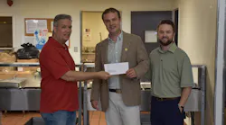 David Amberger, left, Five Star Director of Operations Analysis) with Jens Christensen, Community Kitchen Executive Director, and C. J. Recher, Five Star Director of Marketing.