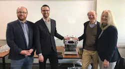 La Marzocco visits UC Davis. Pictured (from left to right): Professor William Ristenpart, Scott Callender, Kent Bakke and Moira Kennelly.
